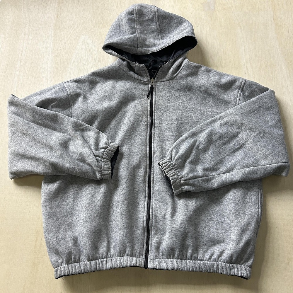 Charles Klein Hoodie Mens 2XL Gray Fleece Full Zip Lined Sweatshirt Winter